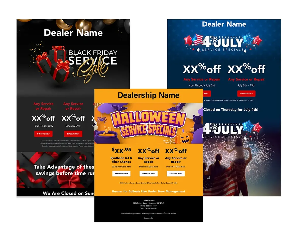 Holiday and seasonal service promotion email