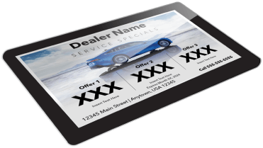 Tablet displaying the dealership service specials offer page