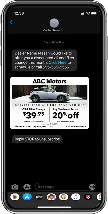 Example service promotion text message conversation