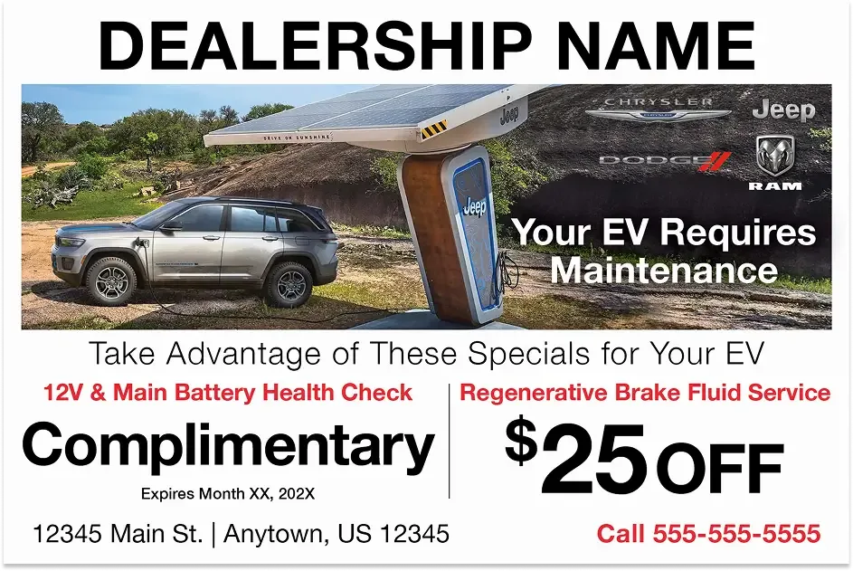 Chrysler Dodge Jeep Ram electric vehicle service mailer template