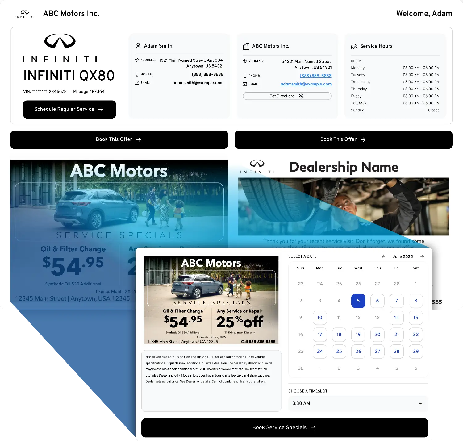 Personalized dealership landing pages on desktop and mobile