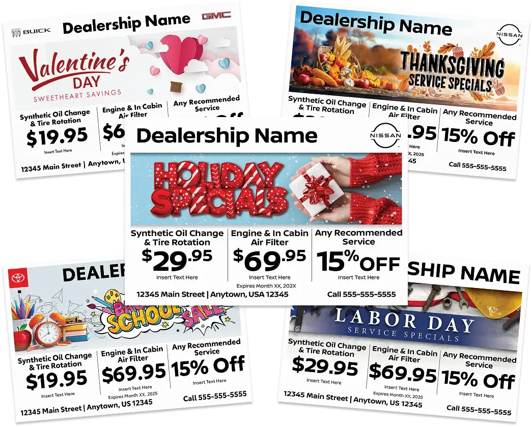 Holiday themed service specials direct mail piece