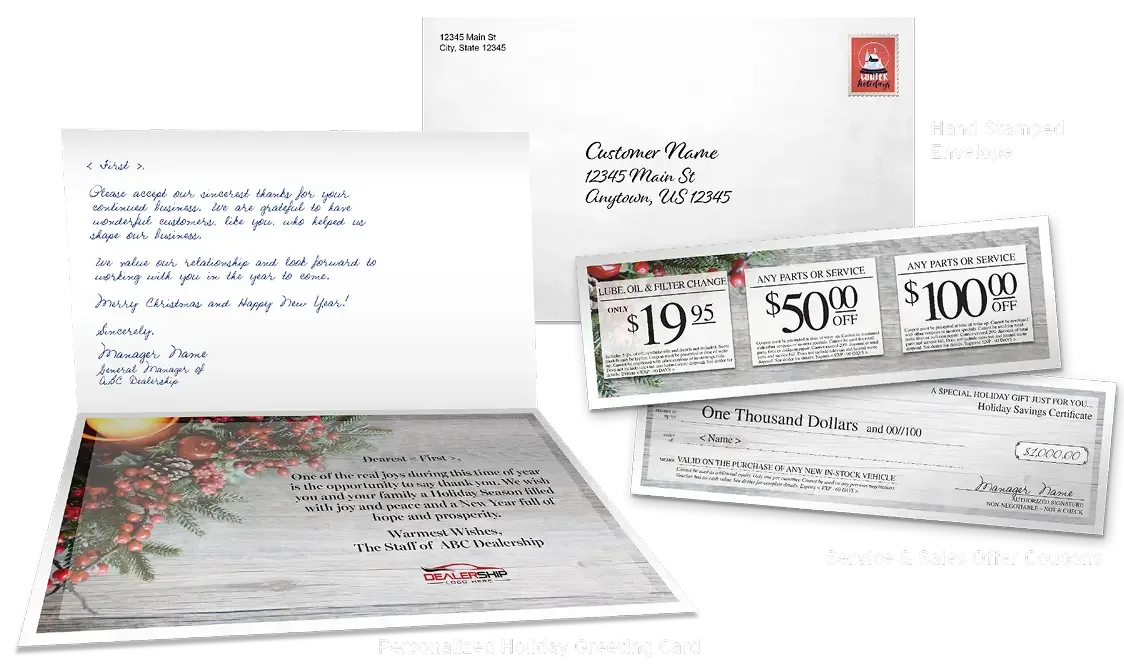 Sample personalized dealership holiday greeting card