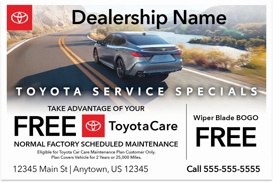 ToyotaCare complimentary maintenance mailer template