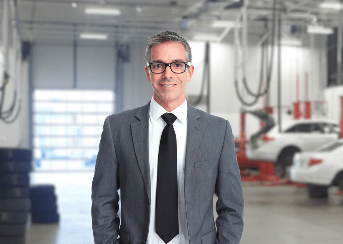 Dealership service manager in the service bay