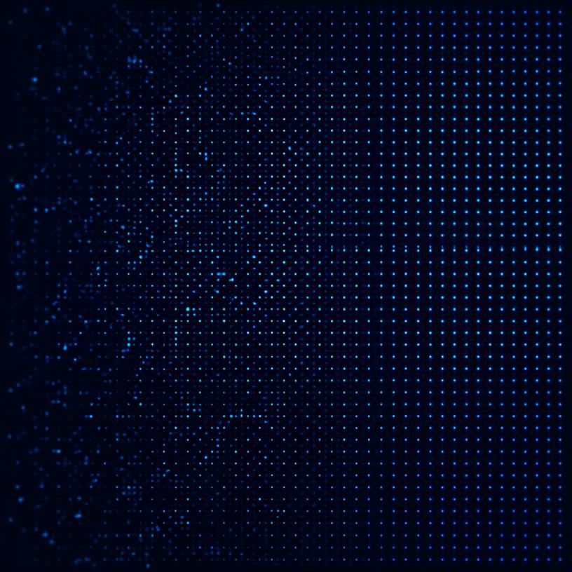 Abstract particle grid resolving from scattered points into an ordered lattice